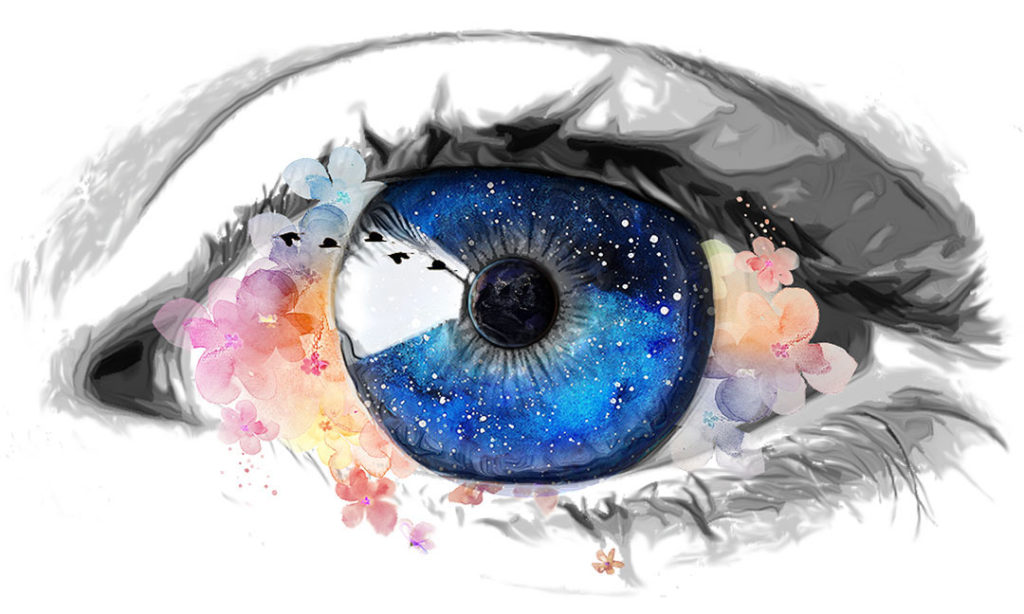 Eye illustration with Earth pupil