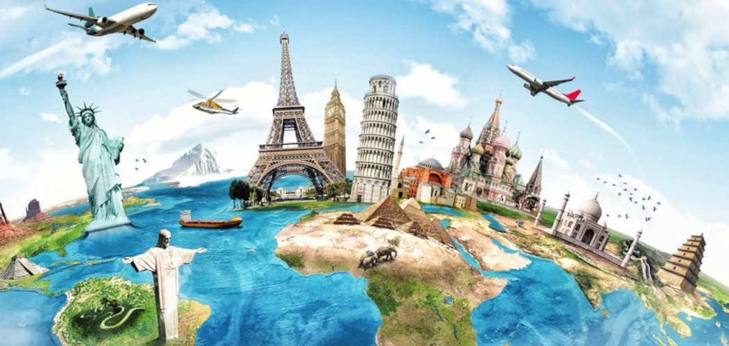 Abstract image showing world tourism icons